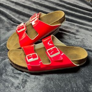 Birkenstock Arizona patent Neon Pink sandals size 41
